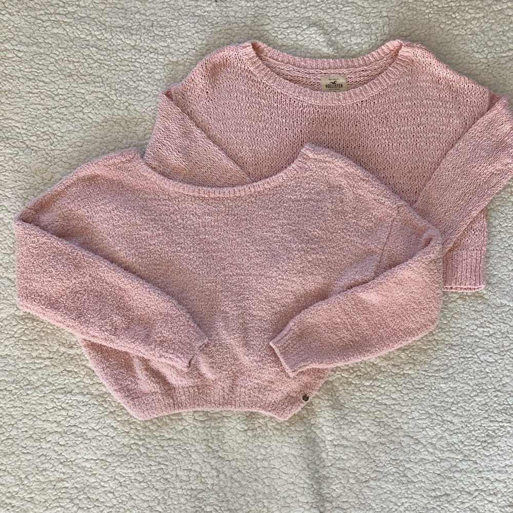 Hollister Cropped Pink Sweater Lot Size Small Medium
